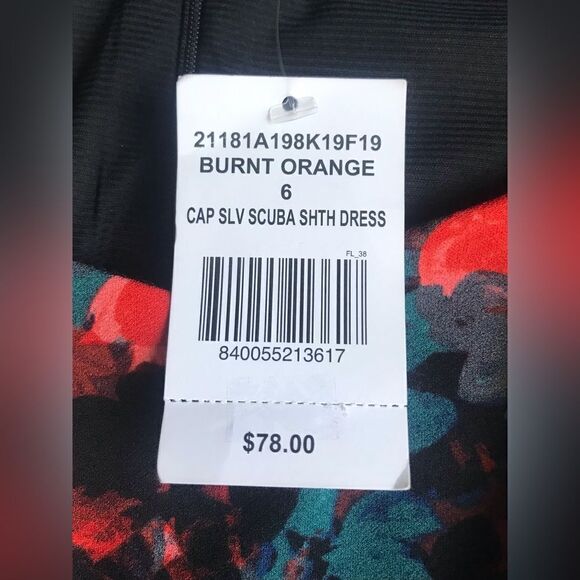 NWT … CHEZTU “Size: 6” Burnt Orange Dress - Picture 4 of 4